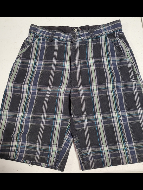 Micros Other - Micros Plaid Flat-Front Kids Shorts in Black, Blue & Green